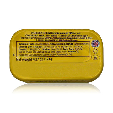 Riga Gold Cod Liver In Own Oil 4.27Oz/ 121G From Iceland (Pack 12)