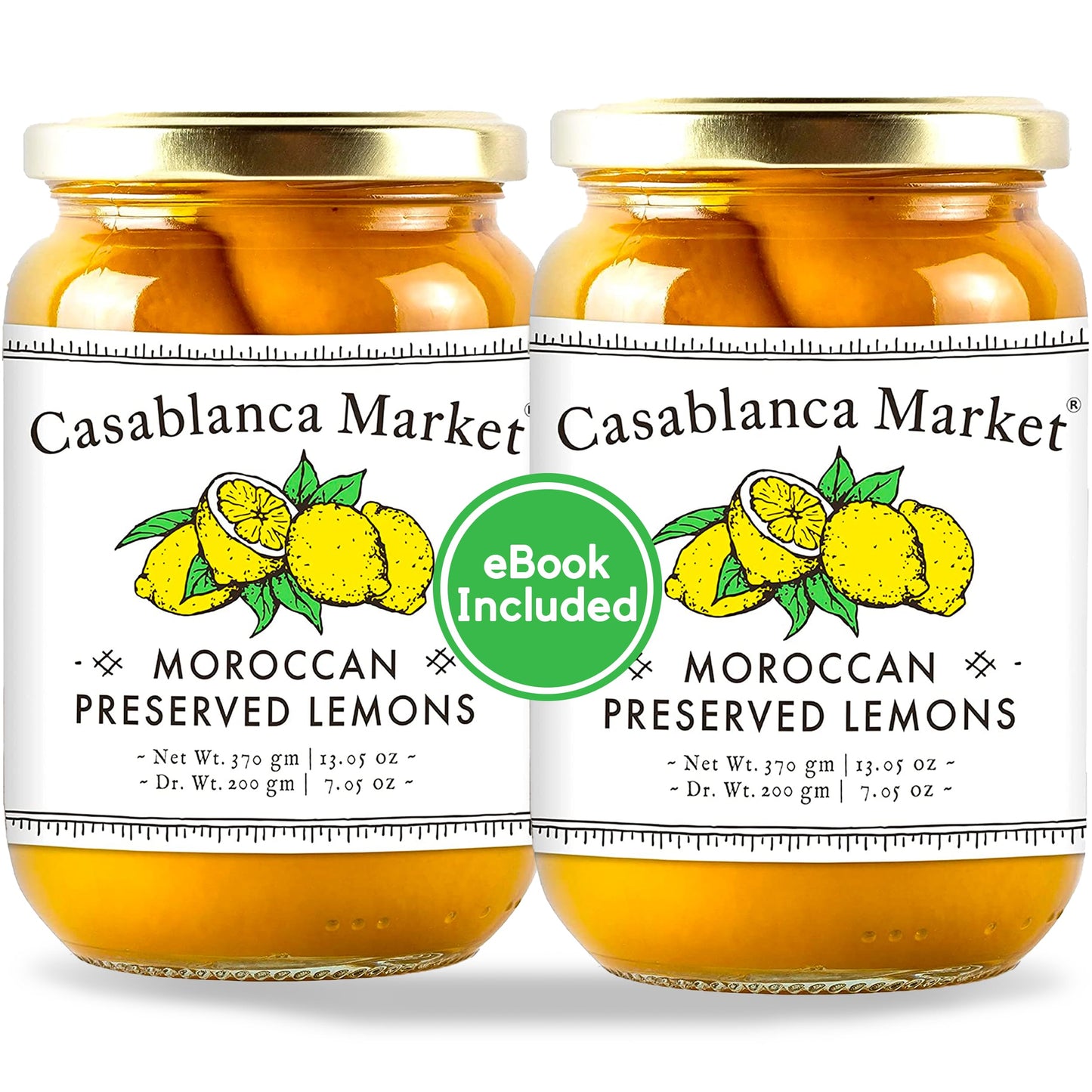CASABLANCA MARKET Moroccan Preserved Lemons - Authentic Moroccan Preserved Lemons in Jar - Whole Non-GMO Preserved Lemon - Prese