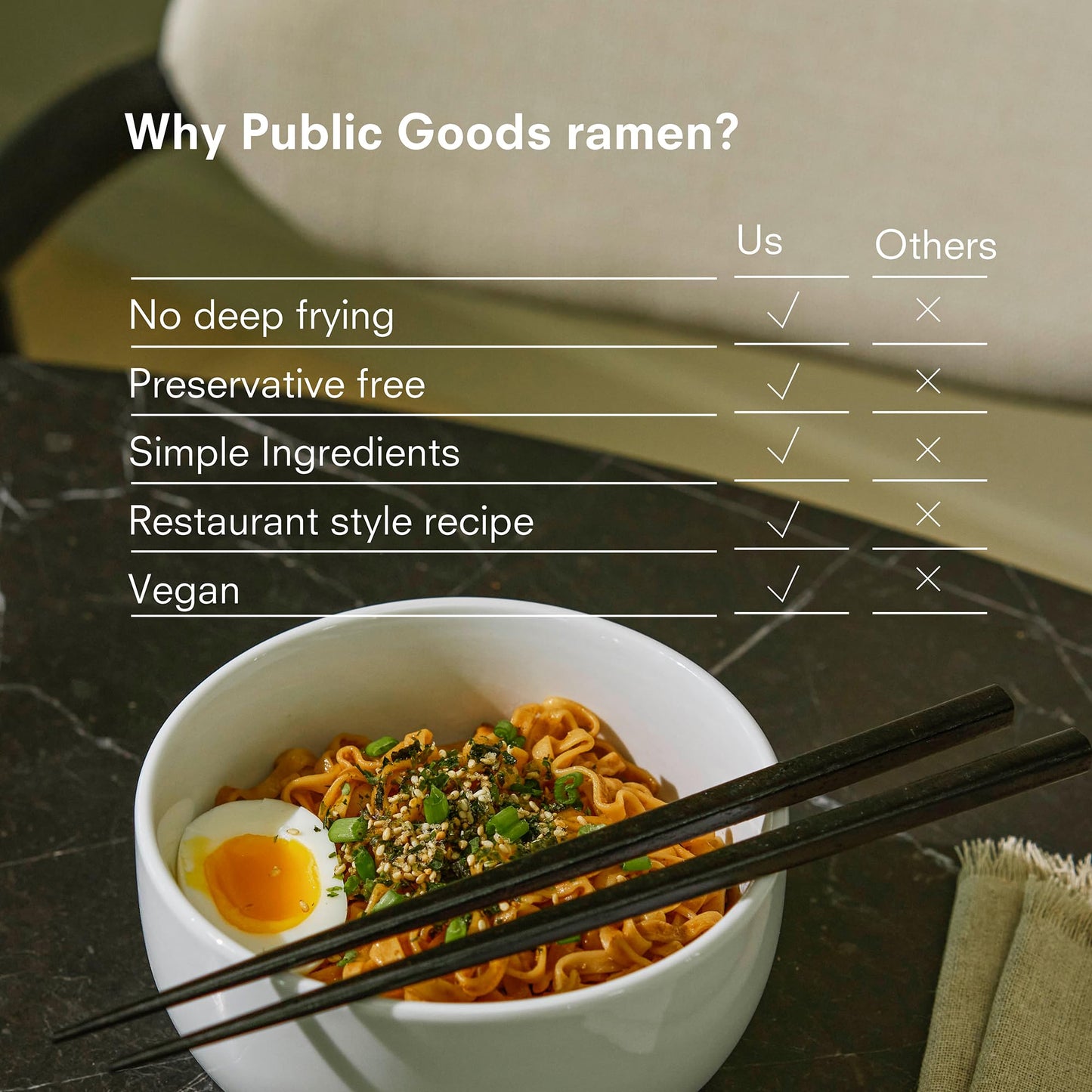 Public Goods Ramen Noodles | Brothless Vegan Noodle | All Natural Ingredients | Preservative Free | No Added Msg | Original (10