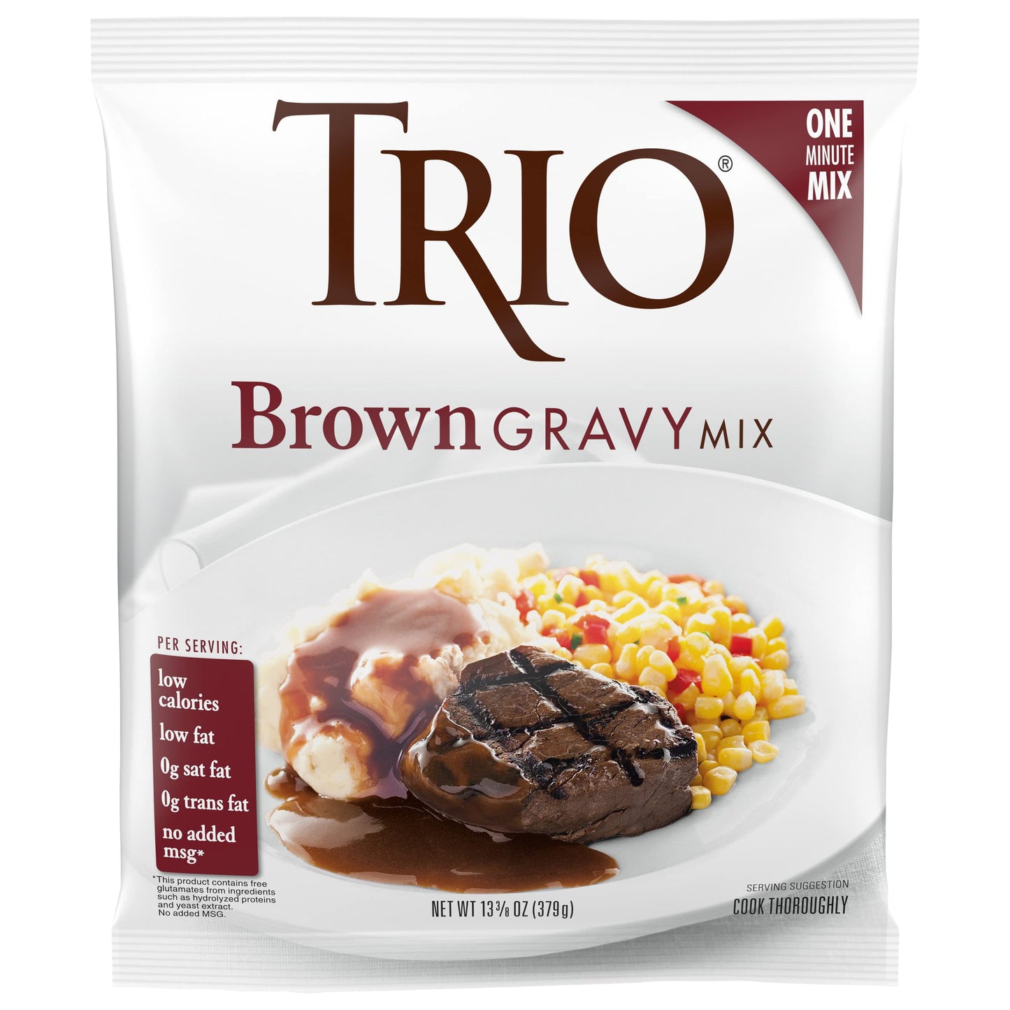 Trio Gravy Mix, Brown Gravy, Holiday Roasts, Dehydrated, Just Add Water, 13.37 Oz Bag