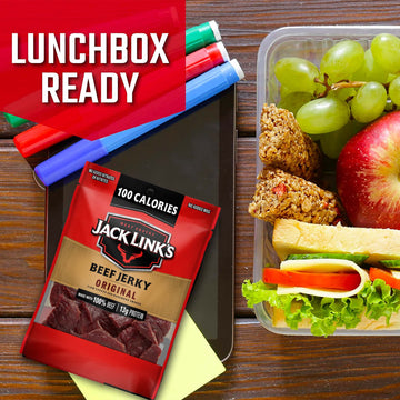 Jack Link'S Beef Jerky, Original - Flavorful Meat Snack For Lunches, 13G Protein And 100 Calories, Made With 100% Beef - No Adde