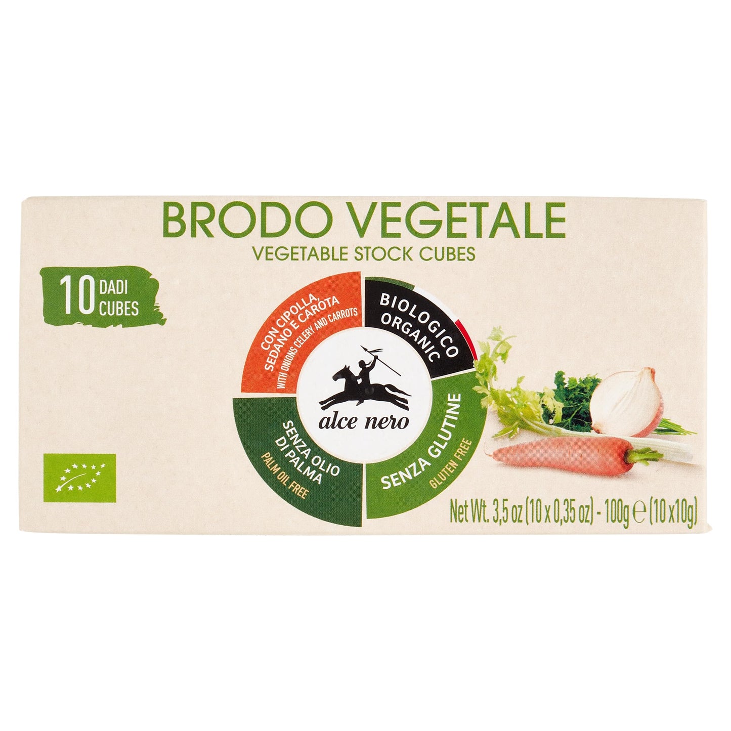 Alce Nero: Brodo Vegetale Organic Bouillon Cubes Pack of 1 (10 Cubes per pack), 10 Grams Each Cube