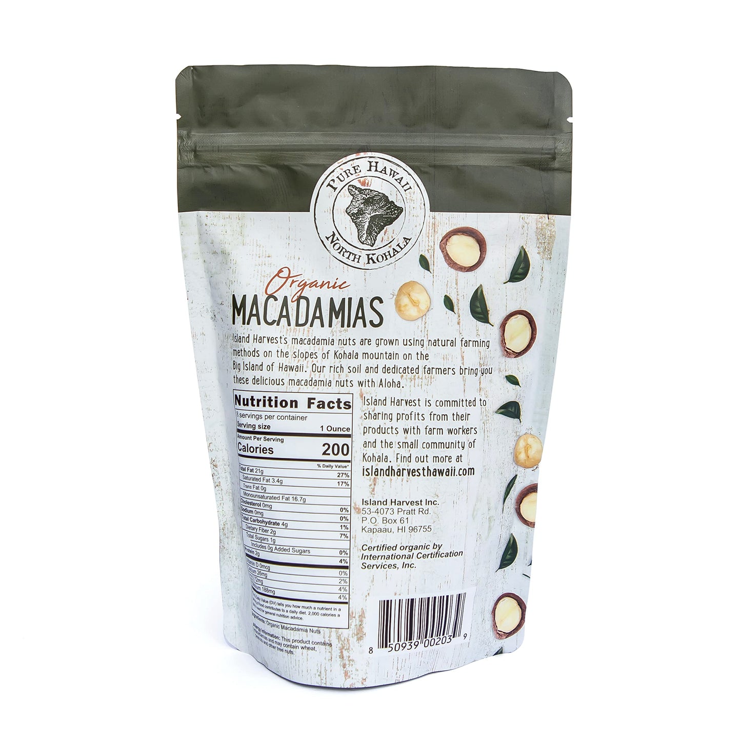Island Harvest Unsalted Organic Macadamia Nuts - 100% Hawaiian Unsalted Macadamia Nuts are Keto Friendly, All-Natural and Non-GM