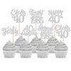 24PCS Happy 40th Birthday Cupcake Toppers Forty Straight Outta 1985 Cupcake Picks Cheers to 40 Lengend Since 1985 Cake Decoratio