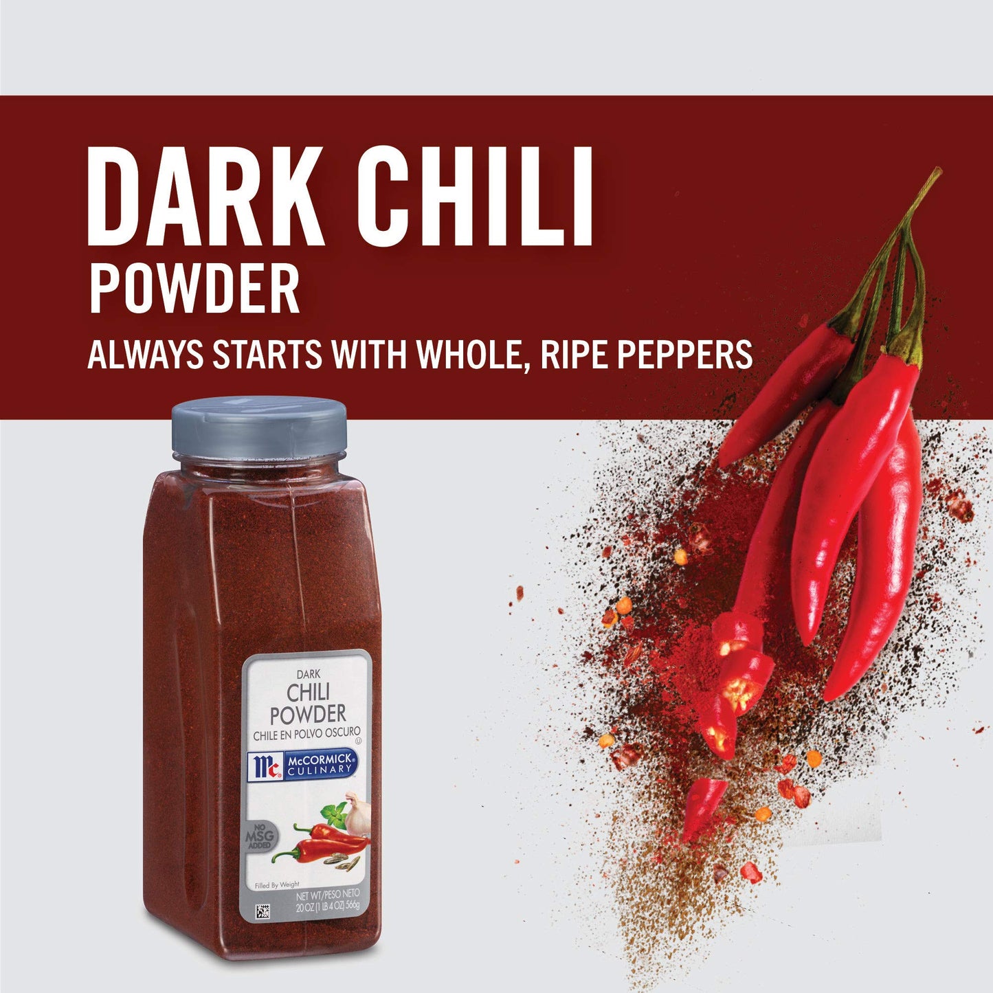 McCormick Culinary Dark Chili Powder, 20 oz - Enhances Nachos, Tacos, Enchiladas, Model 052100010489