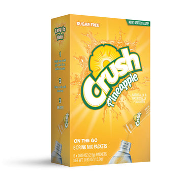 Crush, Pineapple Powder Drink Mix Sugar Free & Delicious, Makes 72 Flavored Water Beverages (Pack Of 12)