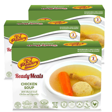 Kosher Matzoh Ball Chicken Soup & Vegetables, Chometz Not For Passover, Mre Meat Meals Ready To Eat, Shabbos Food (3 Pack) Prepa