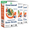 Organic Unsalted 16.9oz Beef Bone Broth from Gourmend Foods (3 Pack) - Just 10 Ingredients, Low FODMAP Certified, Filler Free, G