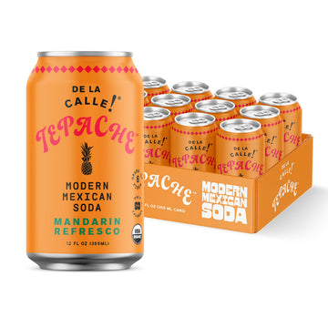 De La Calle Tepache - Mandarin - Organic Sparkling Beverage - 12 Fl Oz (Pack of 12) - Low Sugar, Non-GMO, Non- ic