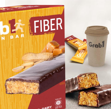 Grab1 High Fiber Protein Bars | 9 Grams Fiber | 10 Grams Protein | Peanut Caramel Flavor (2 Pack - 10 Bars) Controls Hunger | De