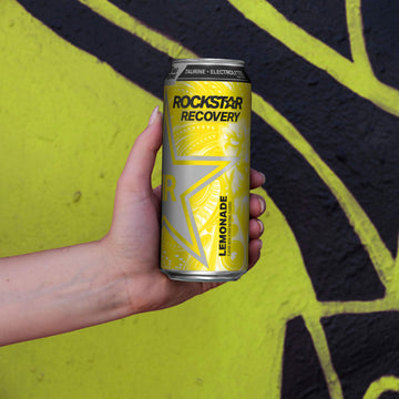 Rockstar Recovery Energy Drink, Lemonade Flavor, Caffeine & Electrolytes, 16oz, Pack of 24