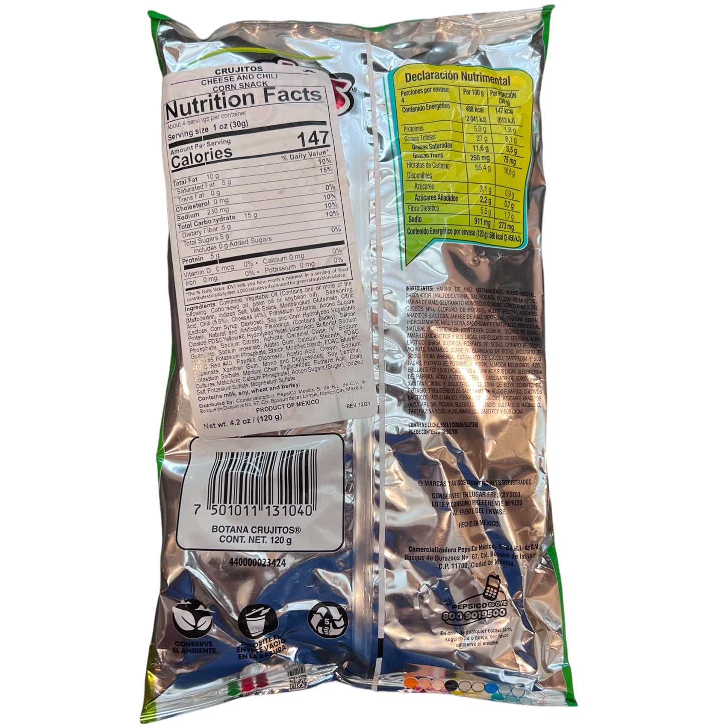 Sabritas Receta Crujiente Flamin' Hot (3 Pack) 3.5 Oz - Mexican Large Chips - Botanas Mexicanas Bolsa Grande