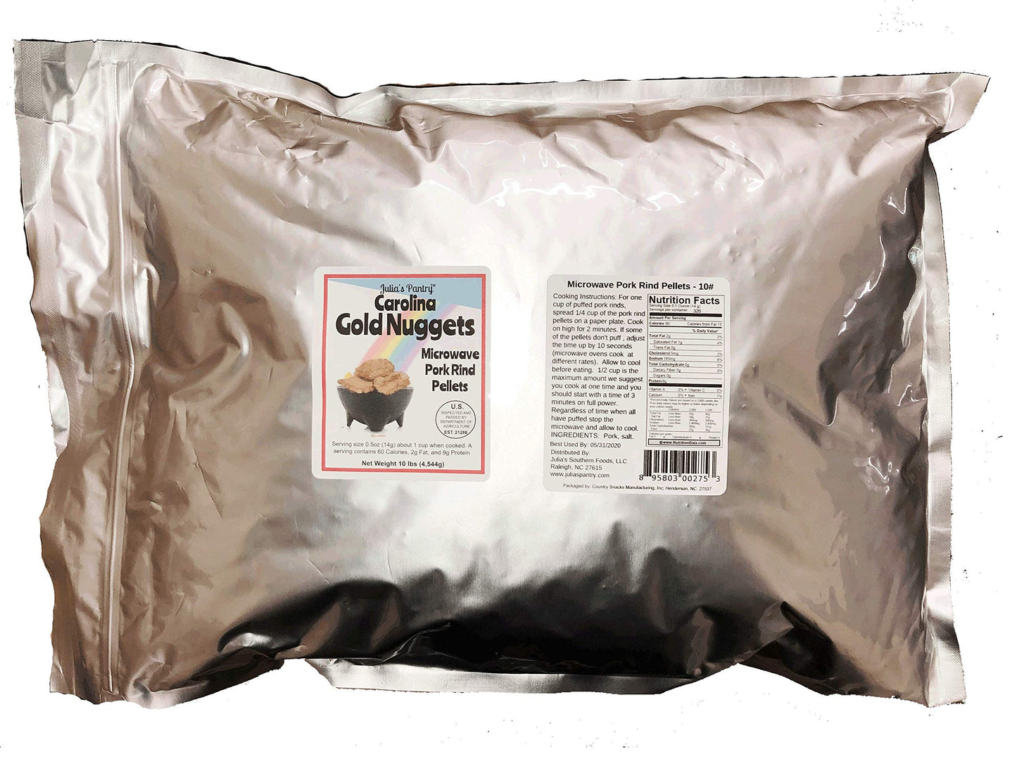 Julia'S Pantry Pork Rinds 10 Pound Value Bag Zero Carbs - Atkins, Keto, Paleo And Diabetic Diet Friendly