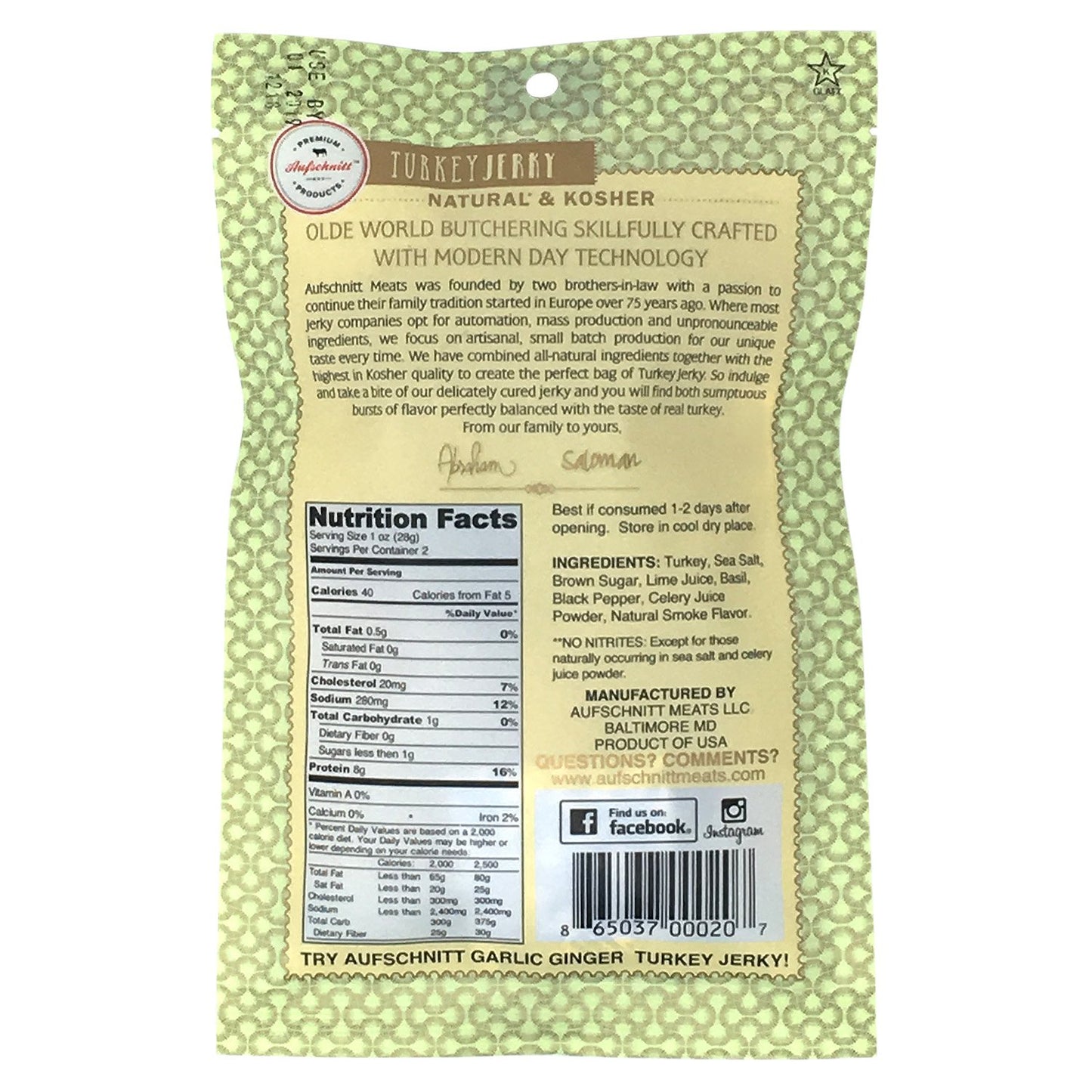 Aufschnitt Turkey Jerky 12 Variety Packs Of 2 Oz Each Star-K Certified Glatt Kosher Gluten Free No Nitrites Responsibly Sourc