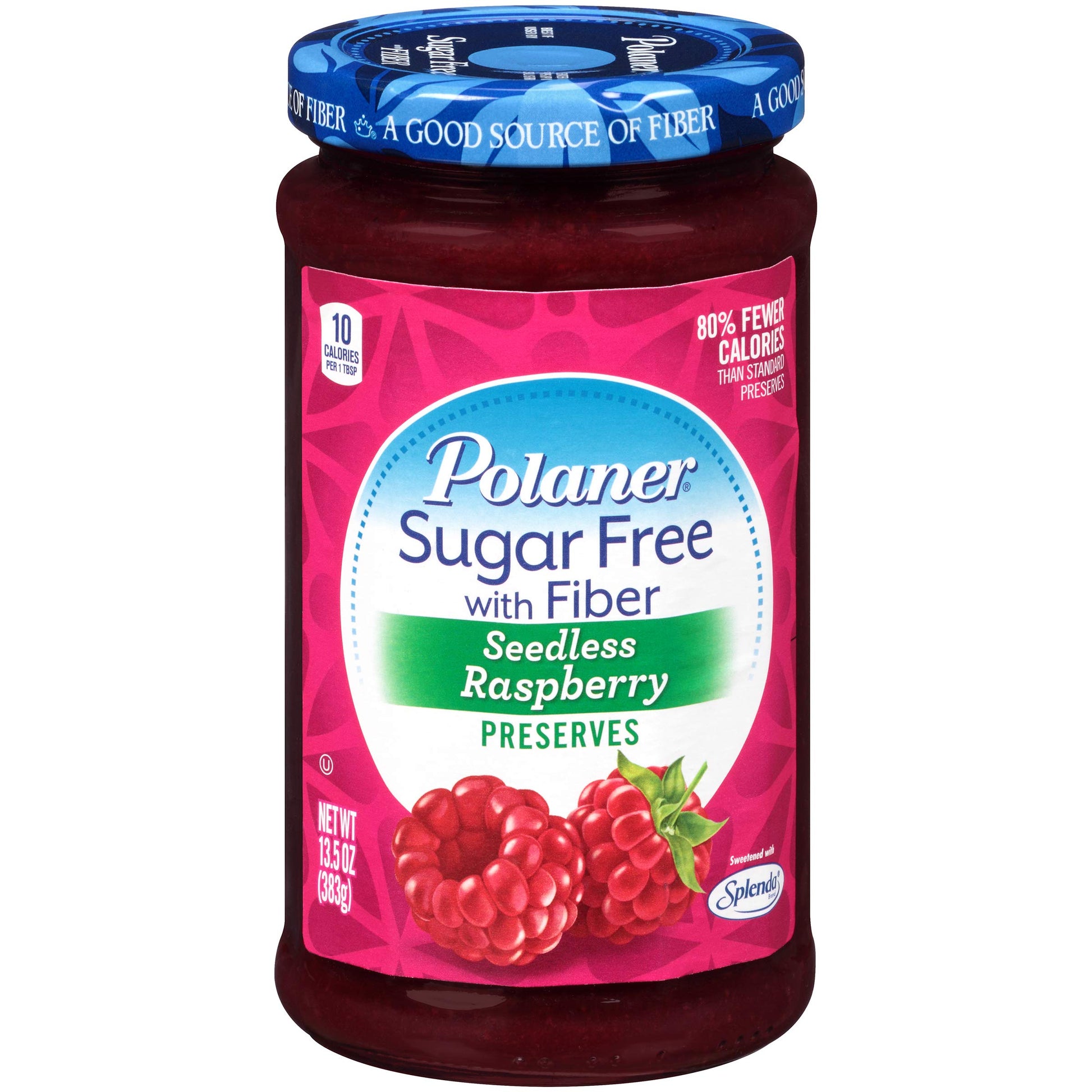 Polaner Sugar Free With Fiber, Seedless Raspberry Preserves, 13.5 Ounce