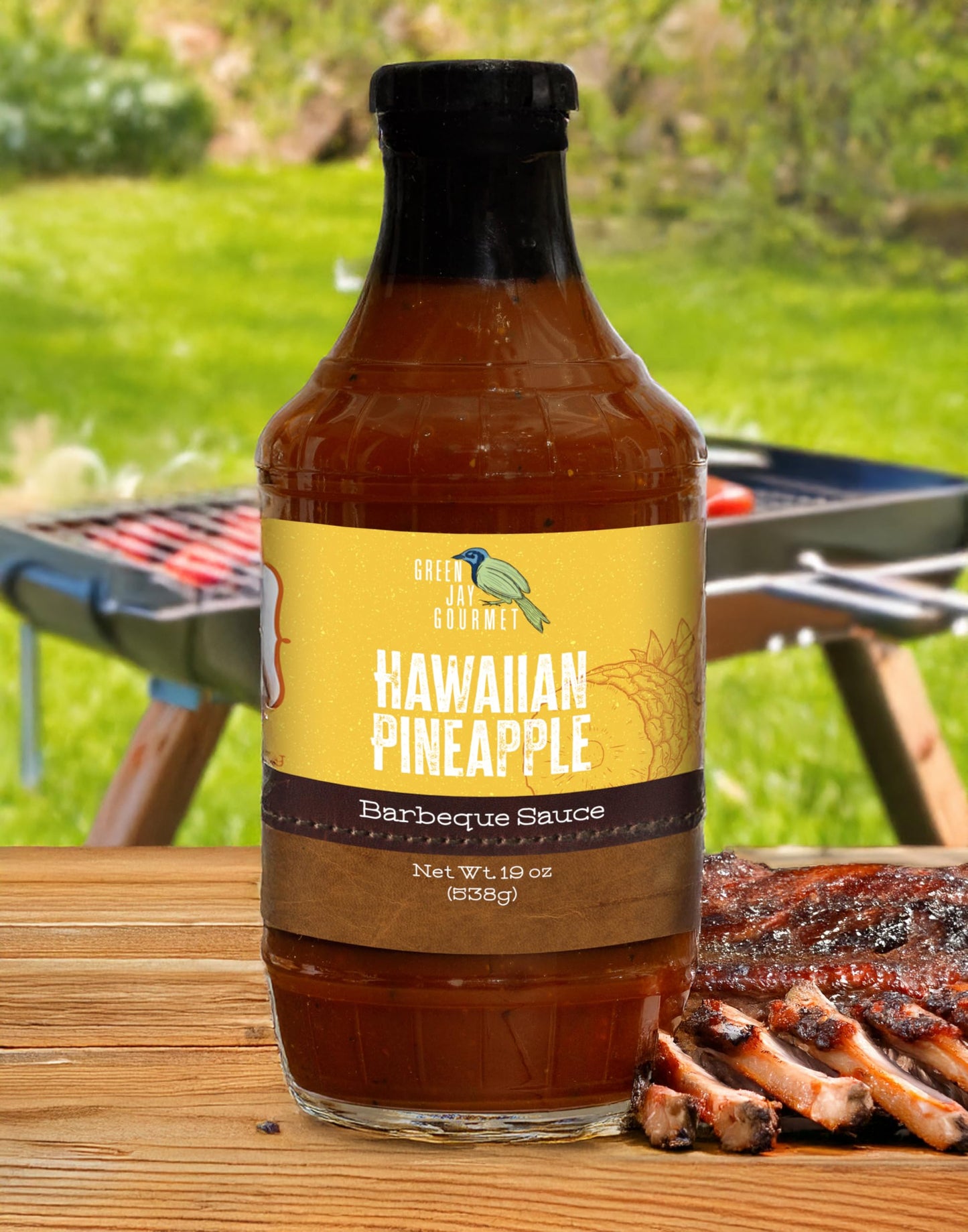 Green Jay Gourmet BBQ Sauce - Sweet Sampler - Smoky Orange, Apple Hickory & Peach spirit-inspired flavor - 19 Ounces, Pack of 3