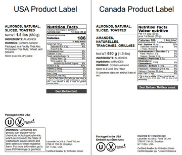 Dry Roasted Natural Sliced Almonds - 1.5 Pounds Unblanched Nuts, Oven Toasted, Unsalted, No Oil Added, Perfect For Cooking, Baki