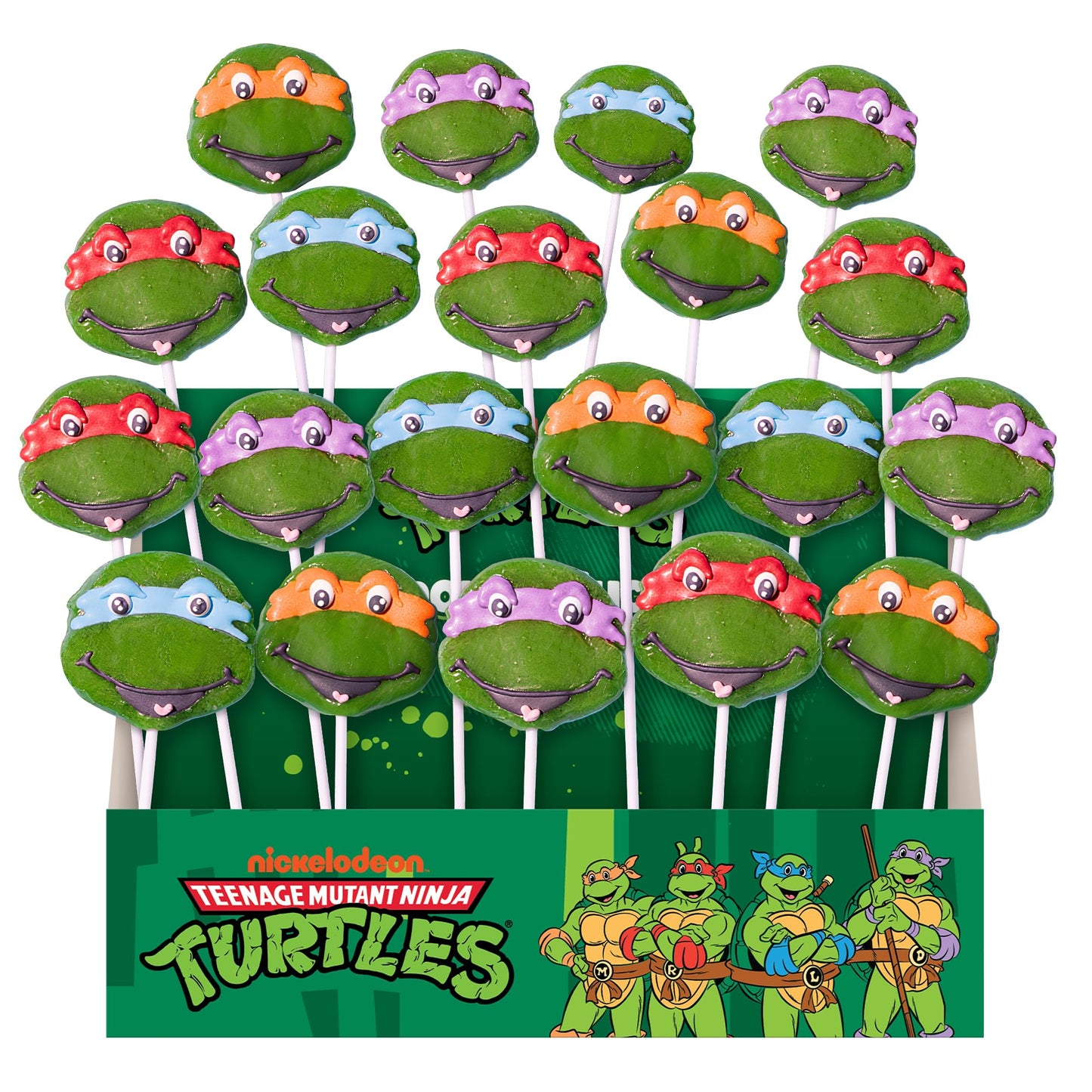 Teenage Mutant Ninja Turtles Jumbo Lollipops By Bubblegum Kids | Stocking Stuffers Holiday Candy Party Favors | Hand Crafted Made With Natural Colors & Flavors | Individually Wrapped Pops | 20 Pack