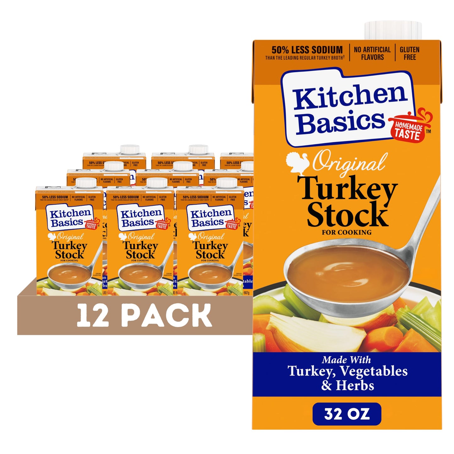 Kitchen Basics Original Turkey Stock, 32 Oz Carton, (Pack Of 12)