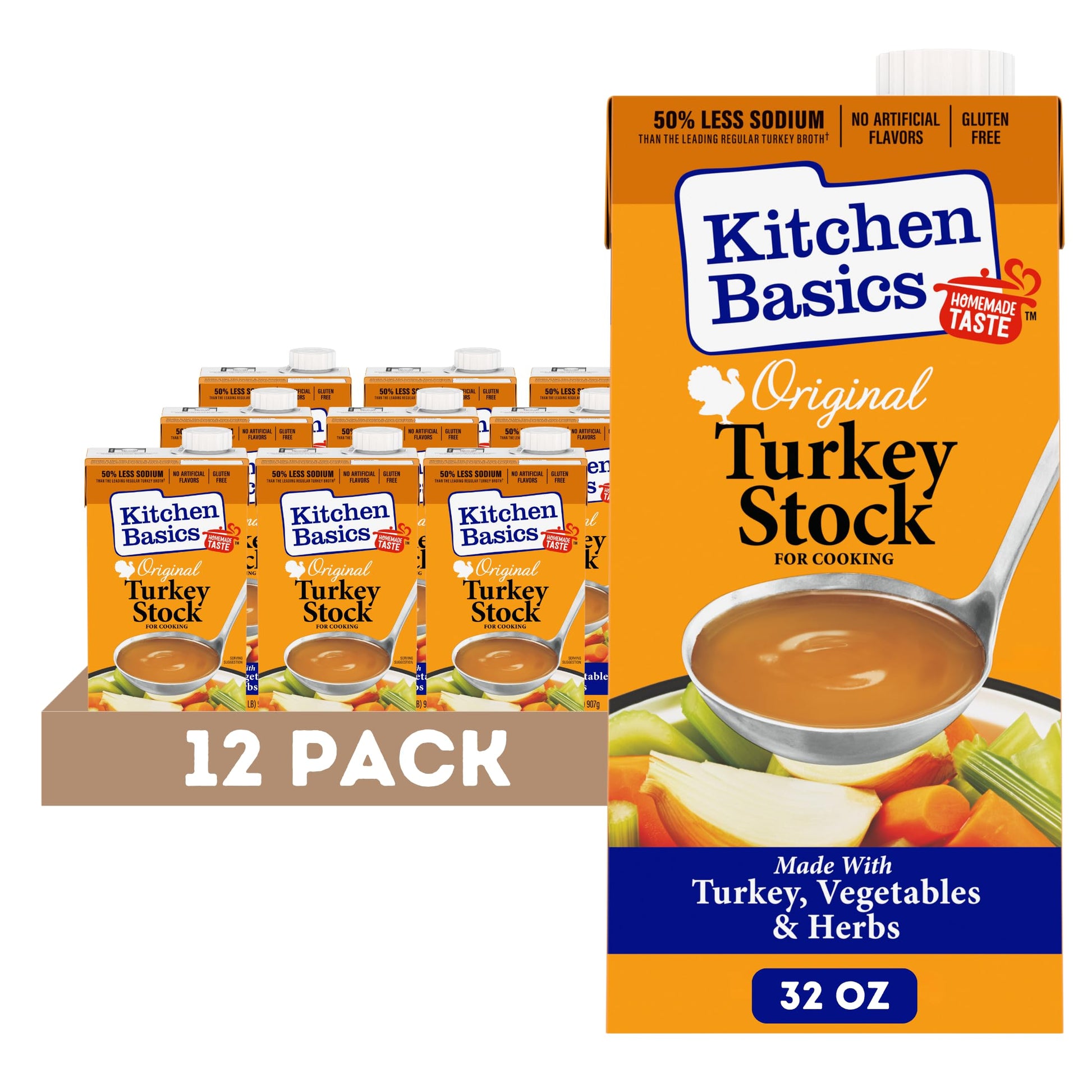 Kitchen Basics Original Turkey Stock, 32 Oz Carton, (Pack Of 12)
