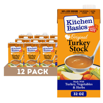 Kitchen Basics Turkey Stock - 32 oz Carton (Pack of 12) The Perfect Base for Your Savory Kitchen Recipes and Stocking Up