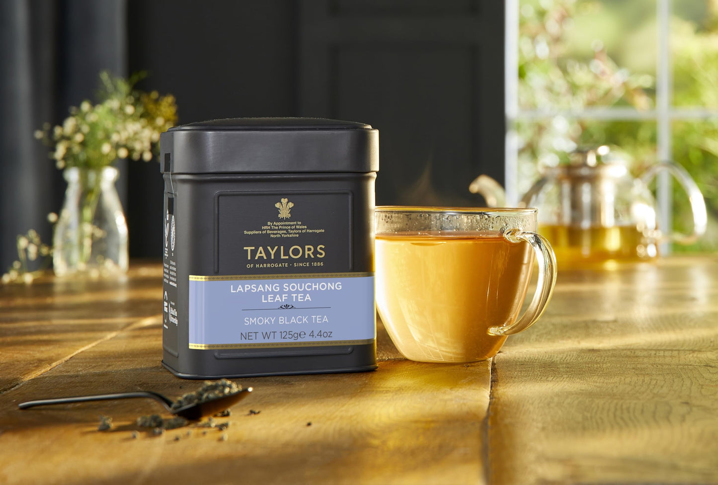 Taylors of Harrogate Lapsang Souchong Loose Leaf Tea, 4.41 Ounce Tin, Black, Model 5312
