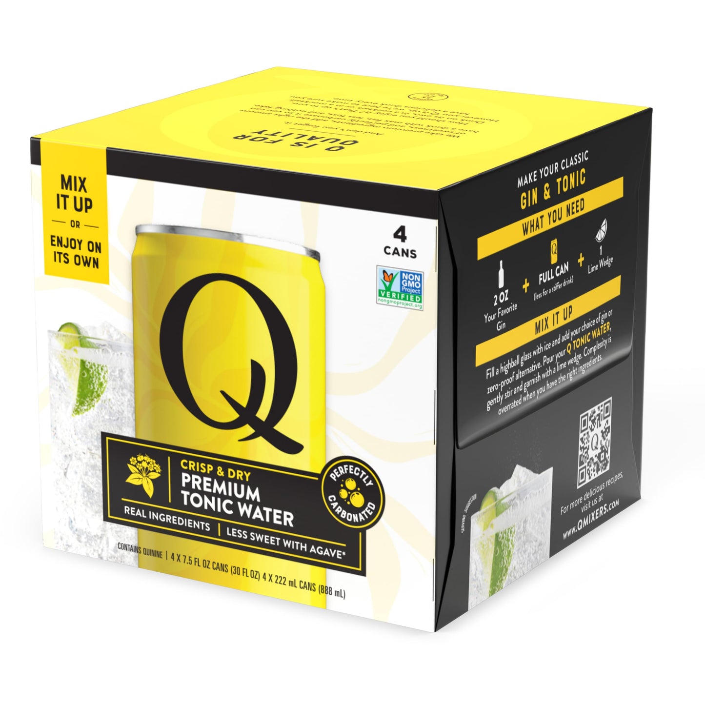 Q Mixers Tonic Water enhanced Cocktail Mixer Made with Real Ingredients 7.5 fl oz cans (Pack of 4)