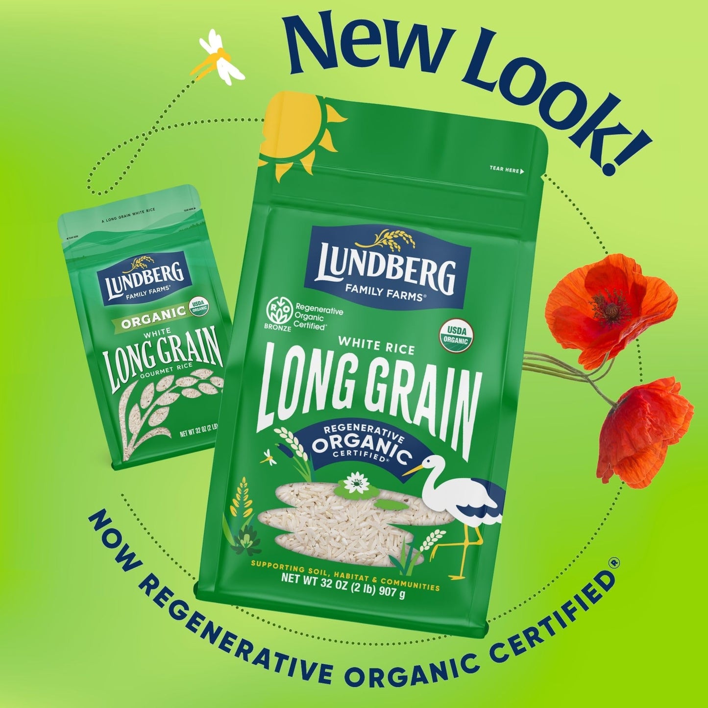 Lundberg White Rice, Regenerative Organic Certified, 6-Pack - Non-Sticky, Aromatic Long Grain Rice, Responsibly Grown in Califor
