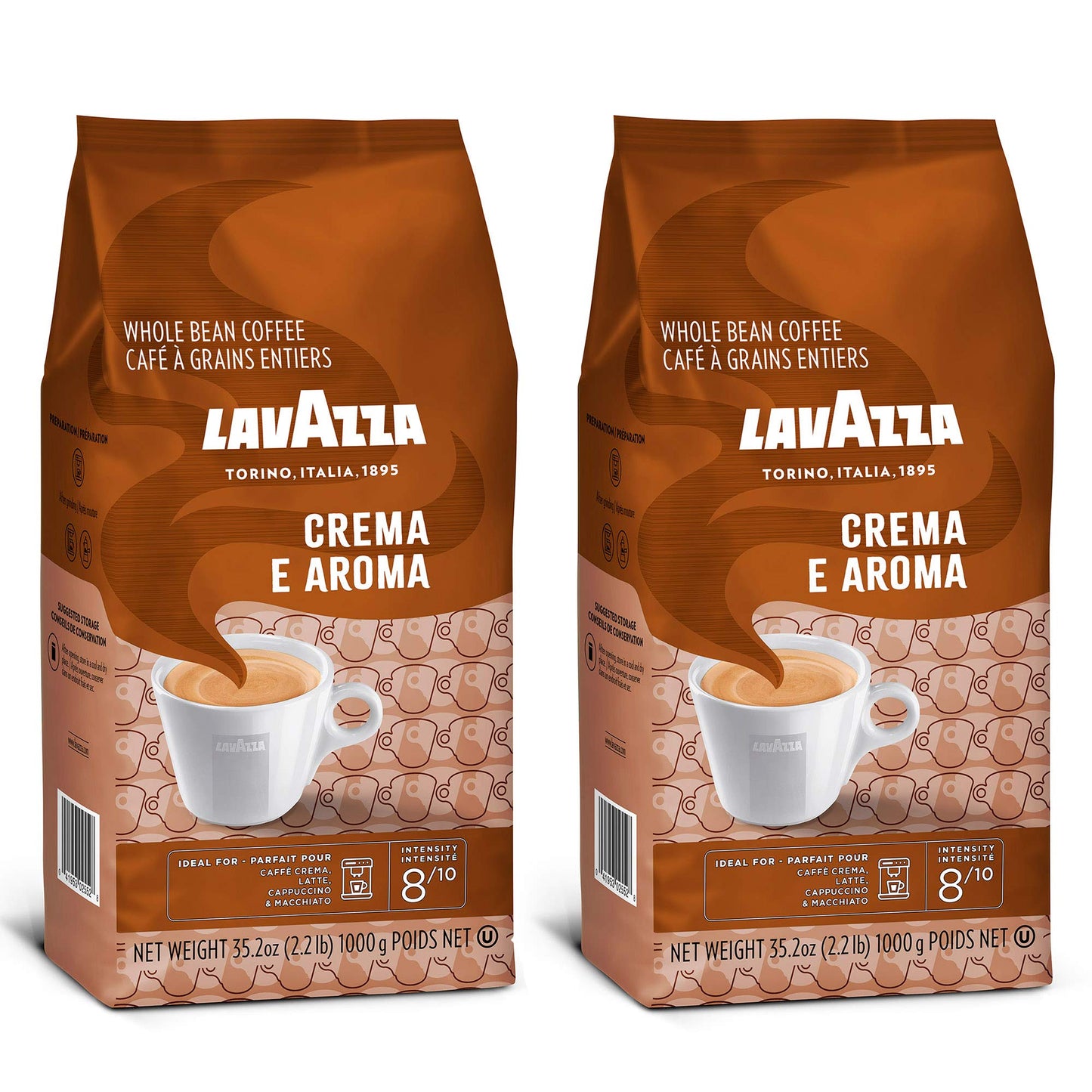 Lavazza Crema E Aroma - Dark Roast Coffee Beans, 2.2-Pound Bag - Pack Of 2