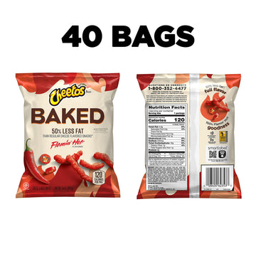 Baked, Cheetos Crunchy Flamin Hot, 0.875 Ounce (Pack of 40)