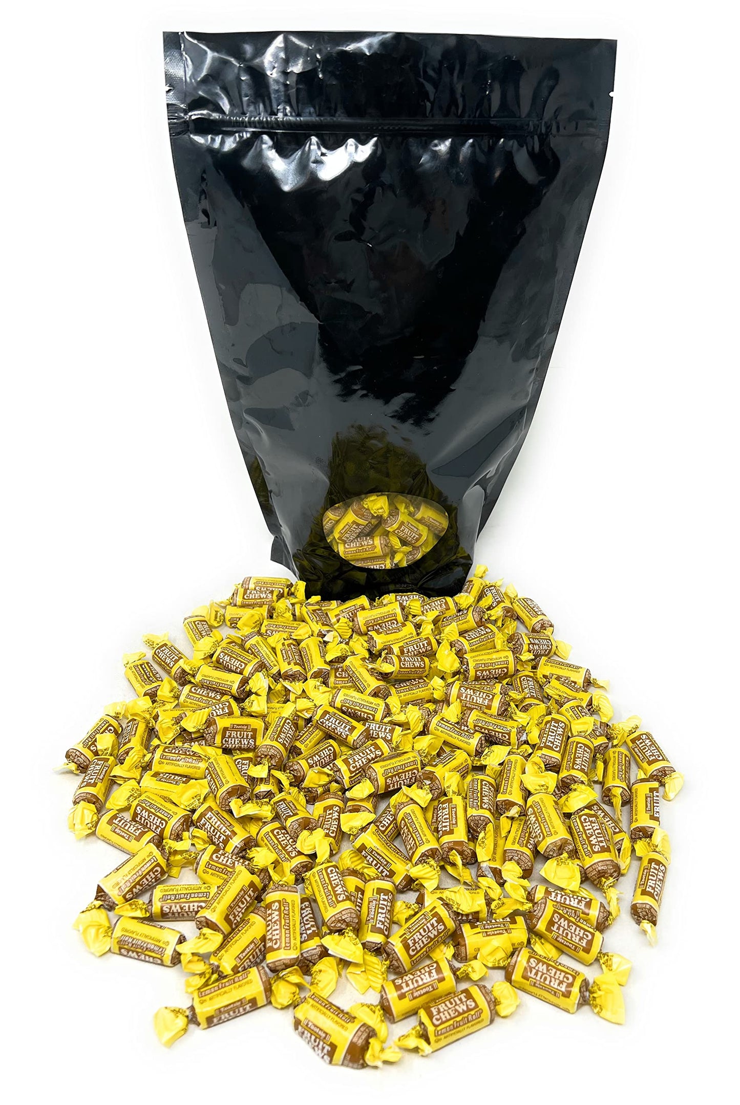 Lemon Flavor Tootsie Roll Fruit Chews Bulk American Chewy Taffies Candy Individually Wrapped In Resealable Bag 2 Lb 130+Pcs (32-Oz) - Made In Usa