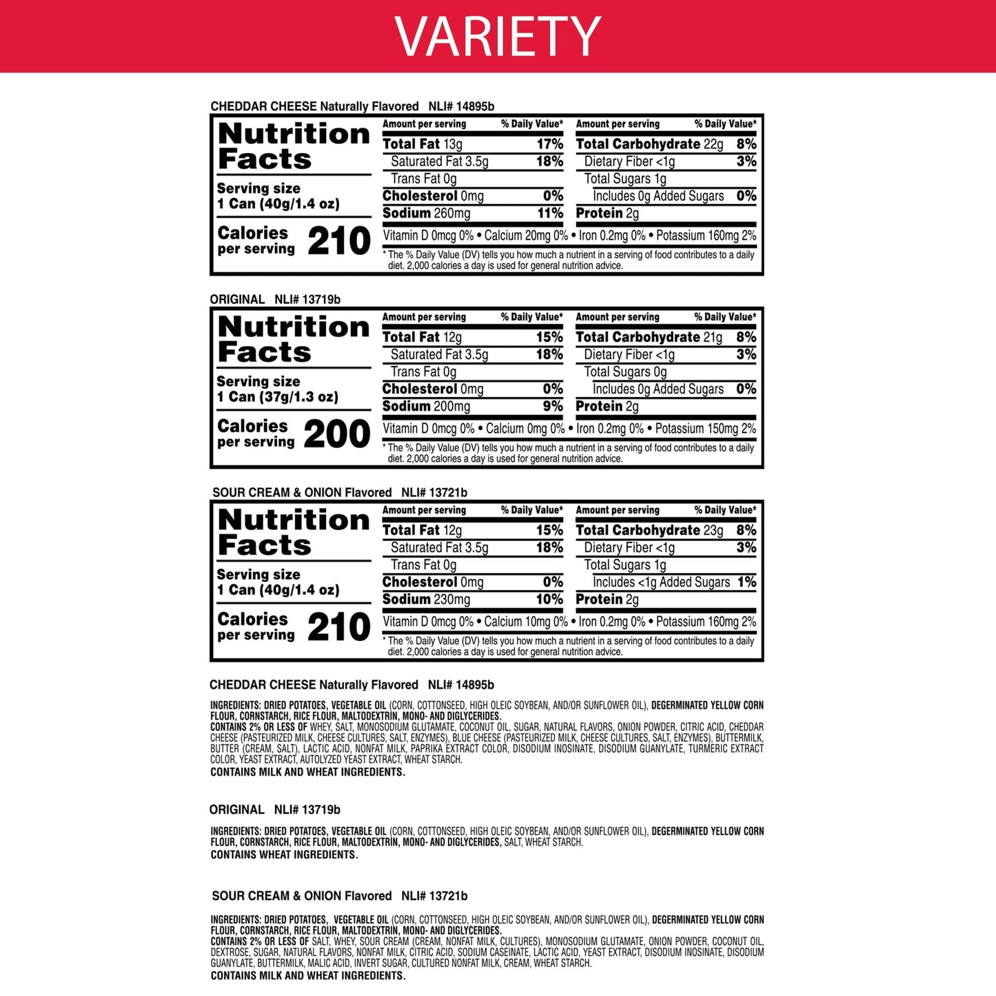 Pringles Potato Crisps Chips, Lunch Snacks, On-The-Go Snacks, Grab N' Go, Variety Pack, 13.7Oz Tray (10 Cans)