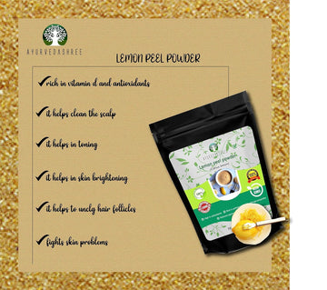 AYURVEDASHREE Lemon Peel Powder 100% Pure 100 Gm (3.53 Ounce) - Sun-Shade Dried Natural Ingredient