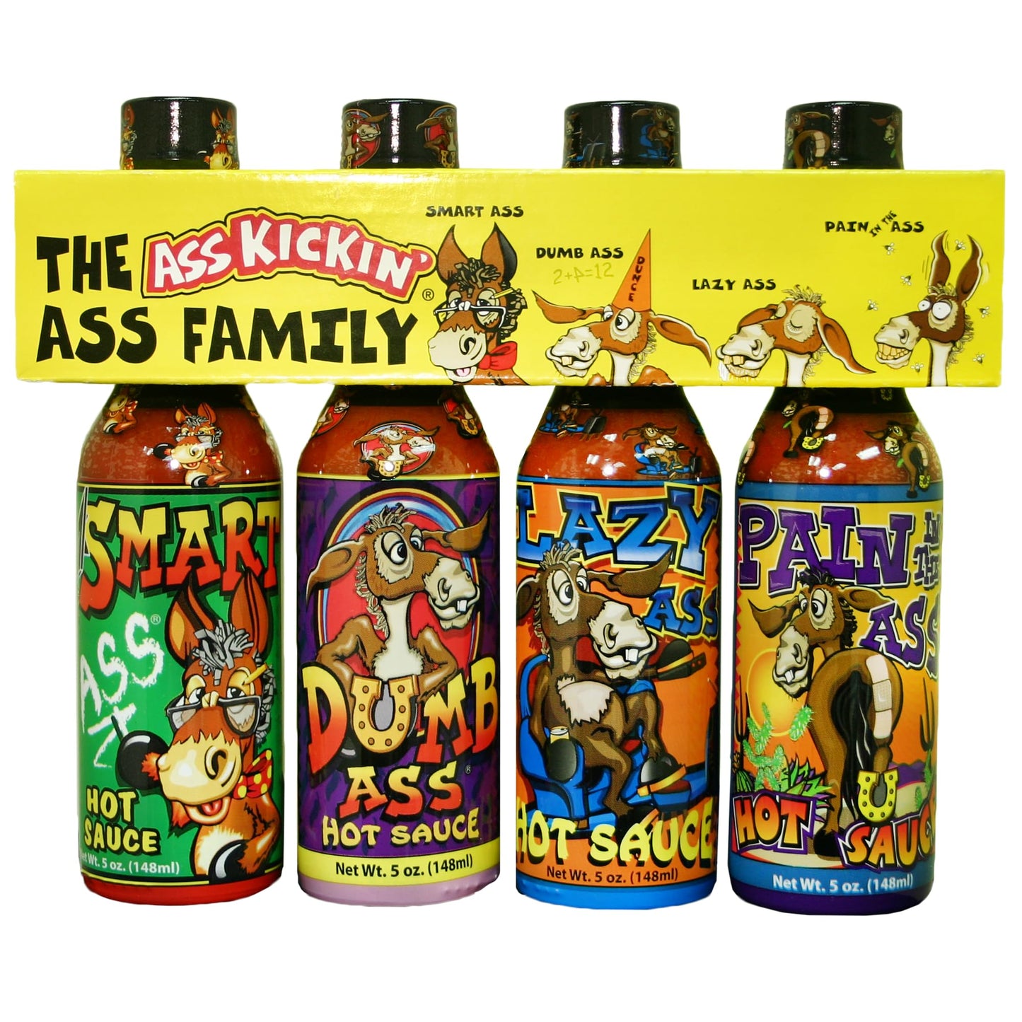 ASS KICKIN Hot Sauce Gourmet Gift Set - 5oz. Pack of 4 - Perfect for Hot Sauce Fans