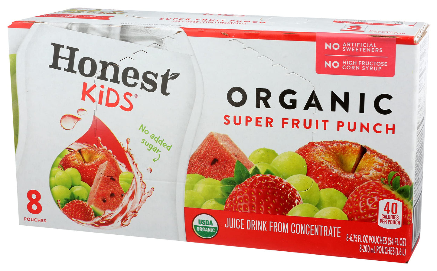 Honest Kids Super Fruit Punch Organic Fruit Juice Drink, 6.75 Fl Oz, 8 Pack