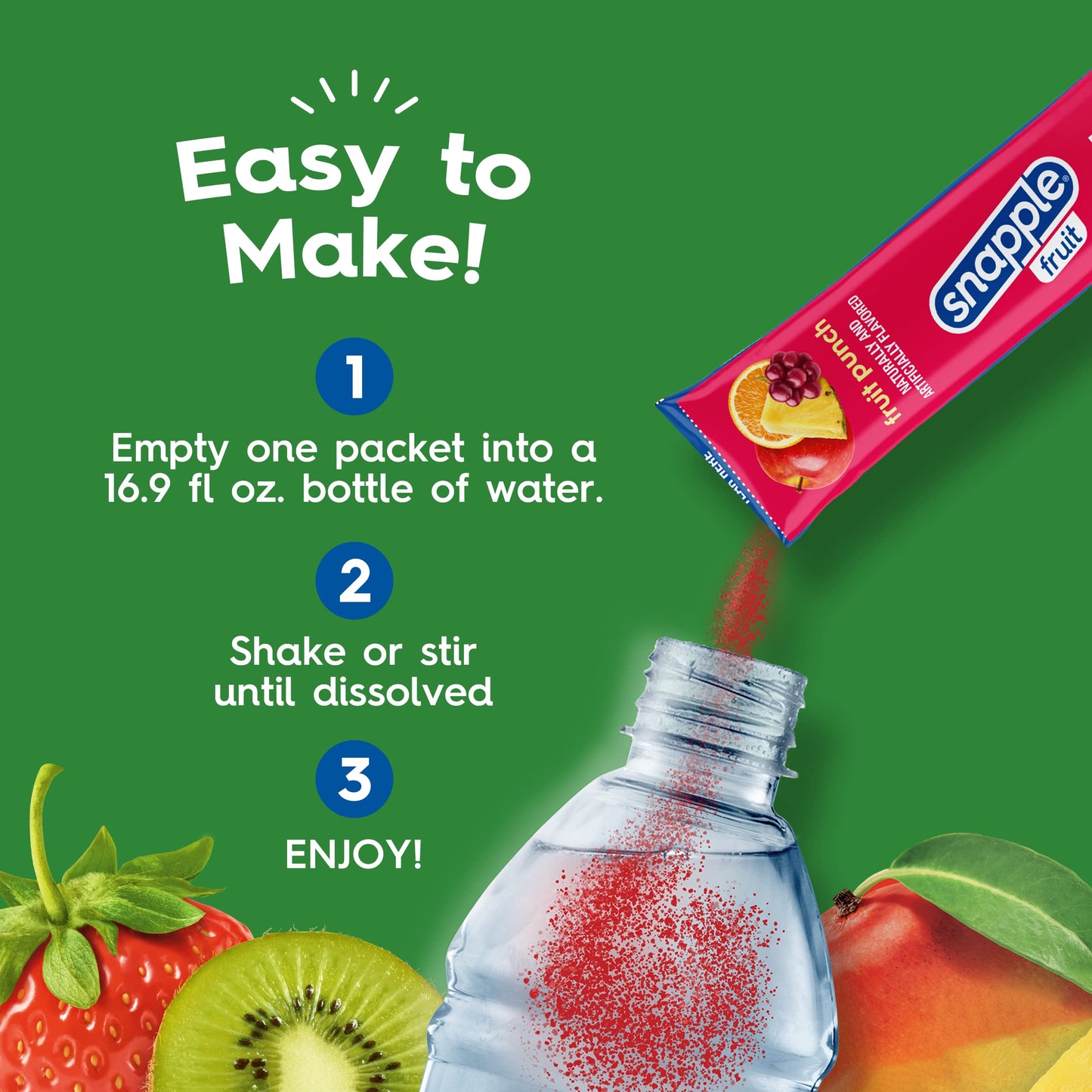 Snapple Powder Drink Mix Variety Pack - 30 Powder Sticks | Assorted Flavors, Zero Sugar | On-the-Go Hydration for Refreshing Bev