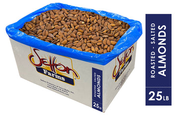 Setton Farms Roasted Salted Almonds, 25 Lbs Bulk Case, Kosher Nuts