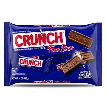 CRUNCH Milk Chocolate and Crisped Rice Fun Size Candy Bars 12 Bags 10 oz Each Bag
