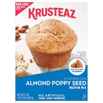 Krusteaz Almond Poppy Seed Muffin Mix, Muffin Mix Made With Real Almonds, 17 oz Box (Pack of 12)