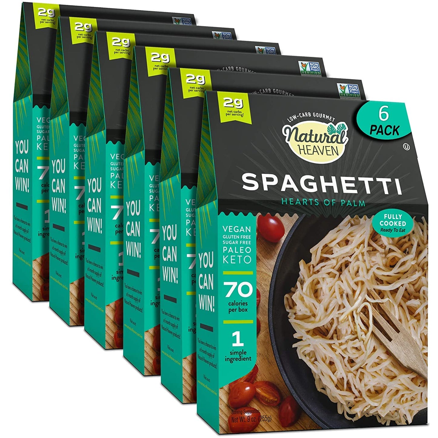 Natural Heaven Hearts Of Palm Pasta, Spaghetti Noodles - Low Carb Pasta, Gluten-Free, Paleo, Keto Pasta Noodles, Plant-Based Hea
