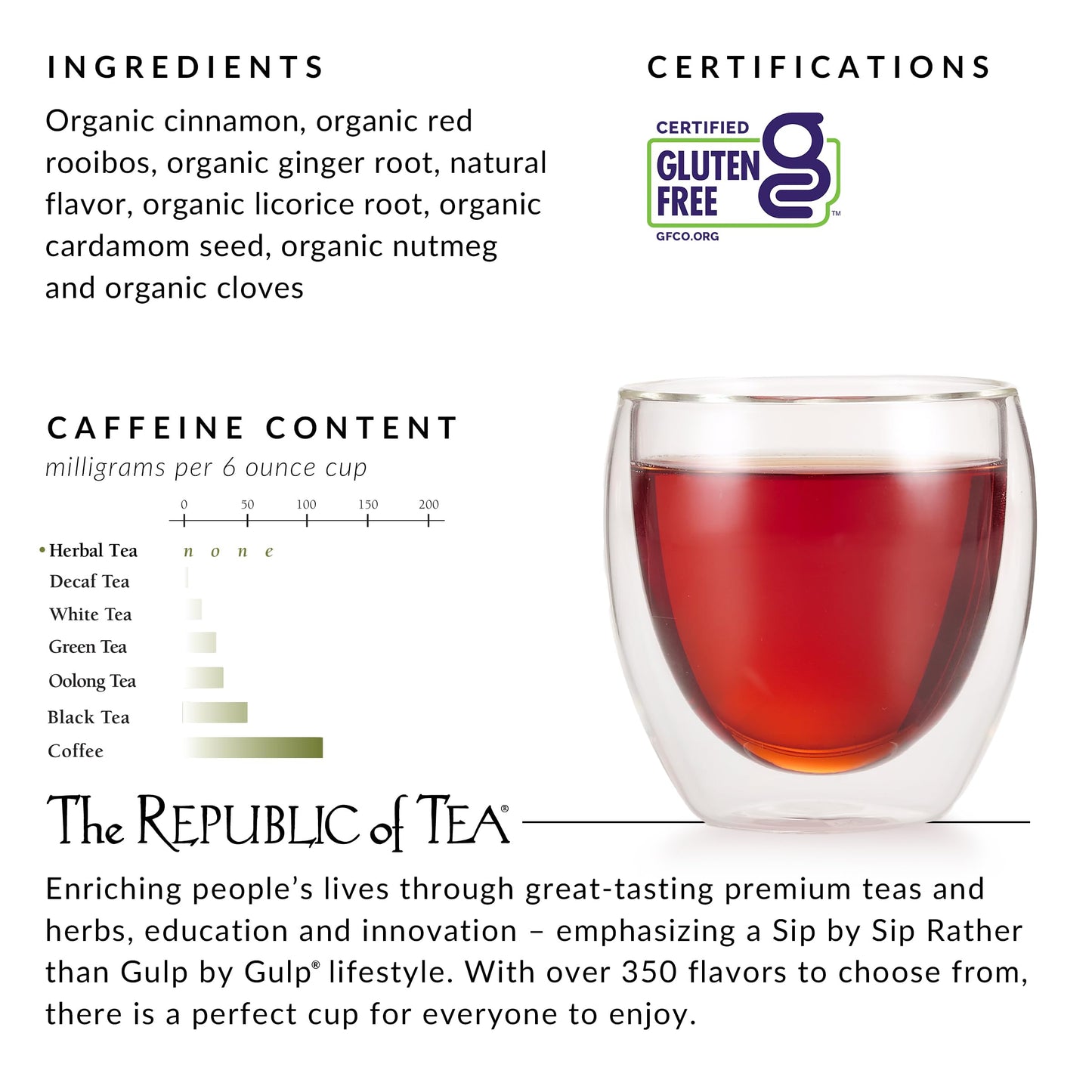 The Republic of Tea Apple Pie Chai Herbal Tea, 36 Tea Bags, 1 Count