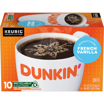 Dunkin' French Vanilla Flavored Coffee, 60 Keurig K-Cup Pods, 10 Count (Pack Of 6)