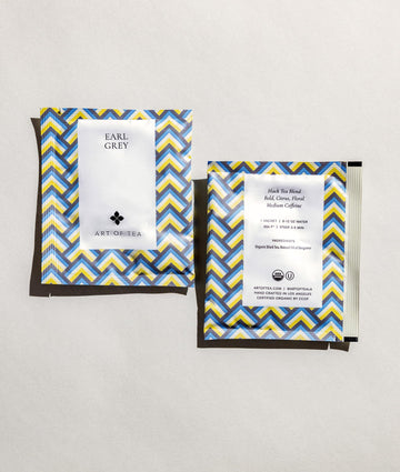 Art of Tea | Organic Earl Grey Black Tea | Earl Grey Tea Bag | 50 Eco Friendly Pyramid Black Tea Bag Sachets