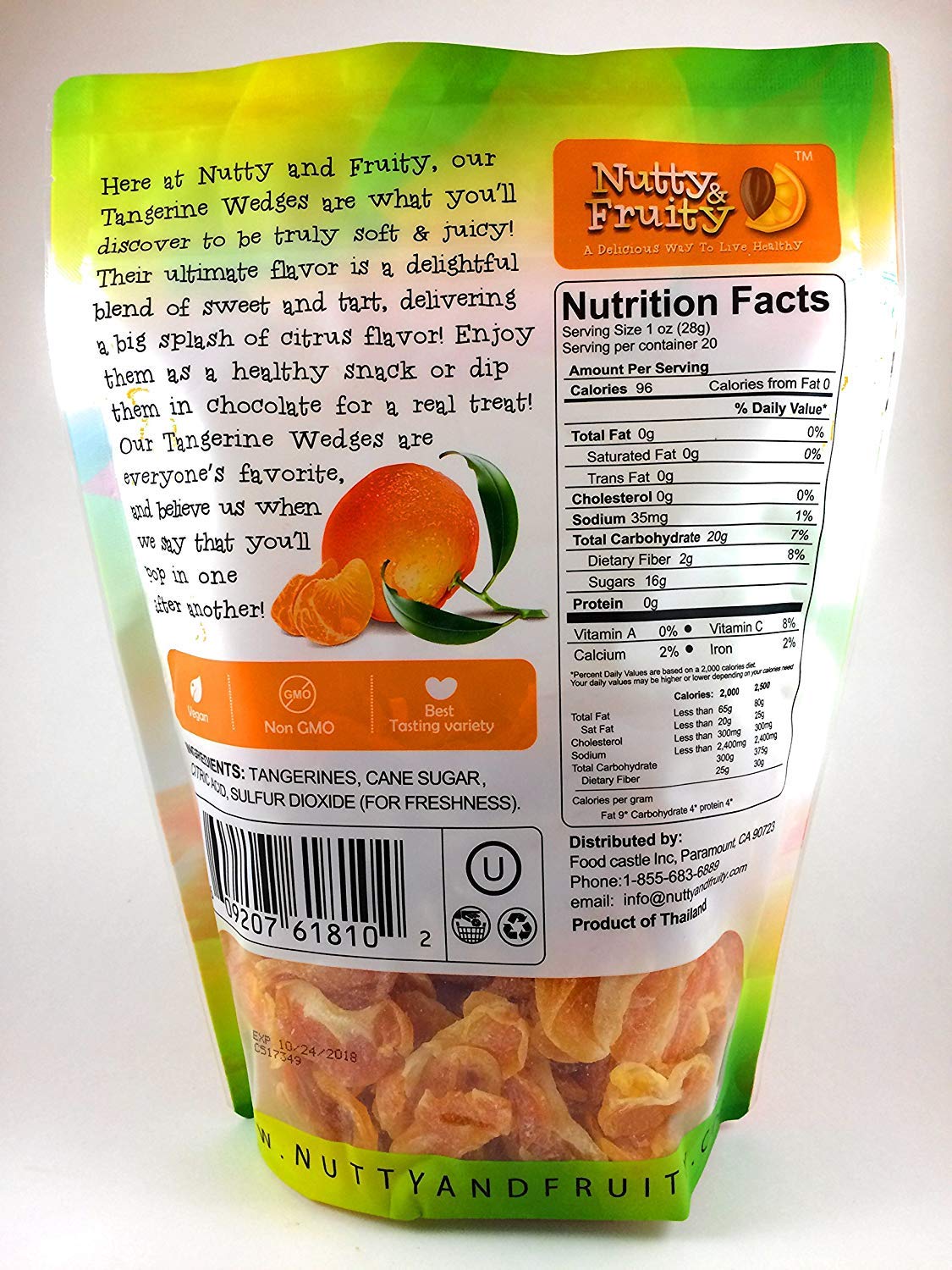 Nutty & Fruity Dried Tangerine Wedges 2 20 Oz Bags