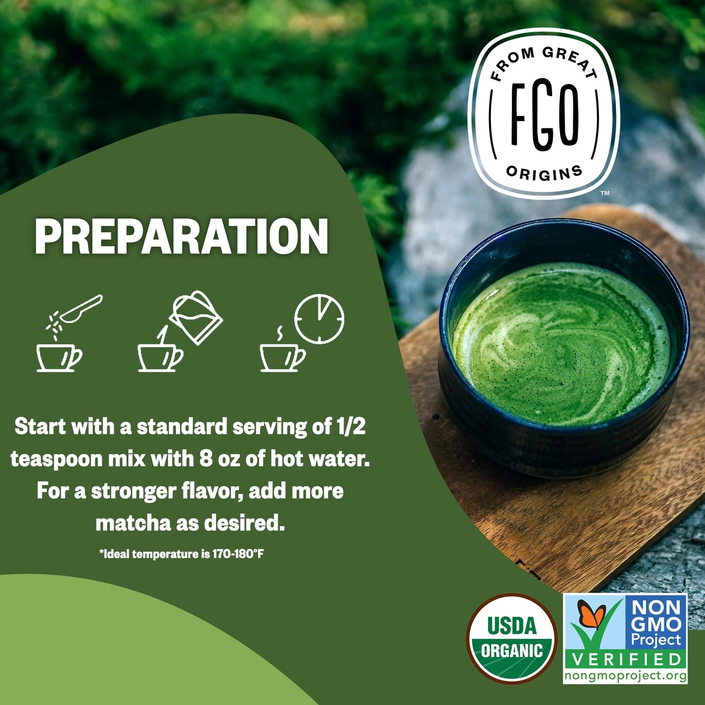 Fgo Organic Matcha Green Tea Powder, Japanese Culinary Grade, Resealable Kraft Bag, 16Oz, Packaging May Vary (Pack Of 1)