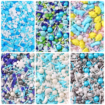 Sprinkles For Cake Decorating, Cupcake, Cookies, Ice Cream Topper, 6 Packs Blue Sprinkles, Winter Snowflakes Sprinkles, Six Of A