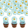 60Pcs Edible Daisy Cupcake Toppers Wafer Paper Flower Cake Topper Decorations Flower Chrysanthemum Party Decorations for Birthda