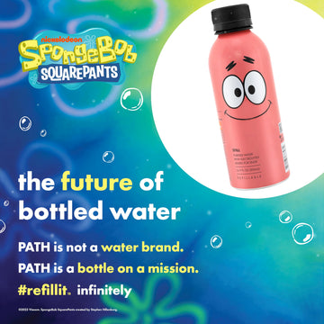 Path Still Water Ultra-Purified, Ph-Balanced, Locally Sourced - Nickelodeon Patrick Edition Aluminum Water Bottle - Bpa-Free, Re