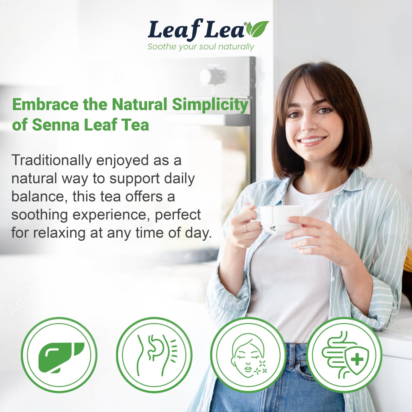 LeafLea Herbal Laxative Tea Bags, Caffeine-Free, Sugar-Free, Vegan, 80 Bags (Pack of 2)