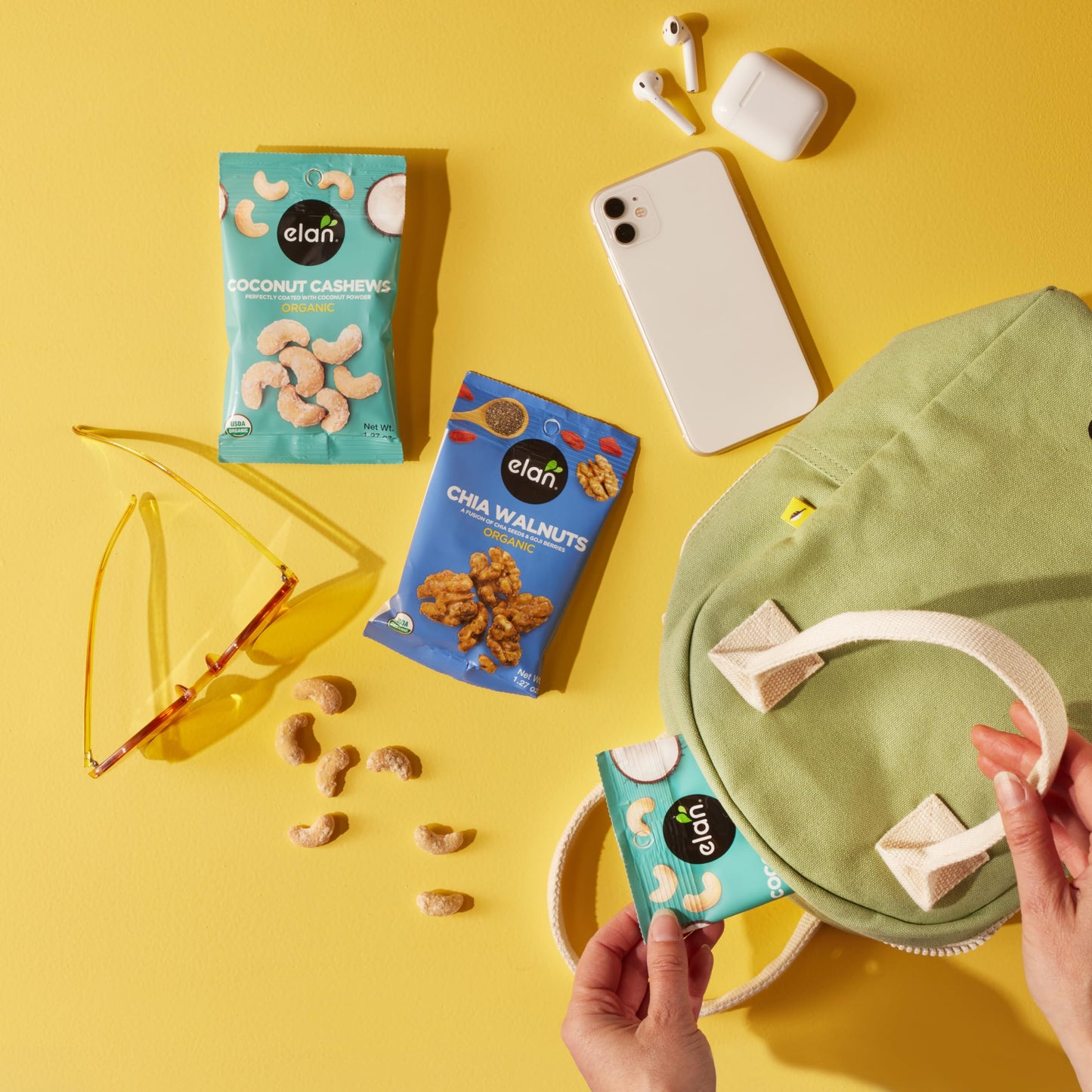 Elan Organic Coconut Cashews Grab & Go, Individually Packaged, 36 G (Pack Of 20), On The Go Snack, Non-Gmo, Vegan, Gluten-Free,